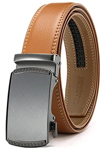 Leather Ratchet Belt, 35 mm (Charcoal Depiction / Light Brown)