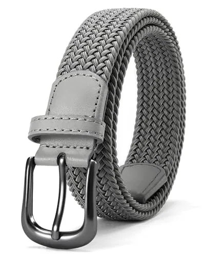 Elastic Braided Boys' Belt (Grey, 22″ waist)