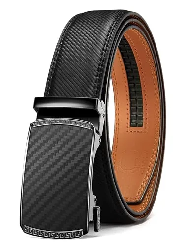 Leather Ratchet Belt, 35 mm (Carbon Fiber / Black Classic)