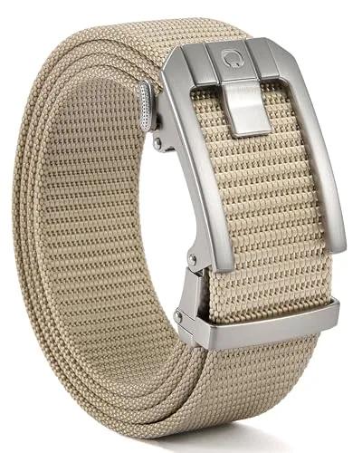 Nylon Ratchet Belt, 38 mm (Khaki, 32″ to 38″ waist)