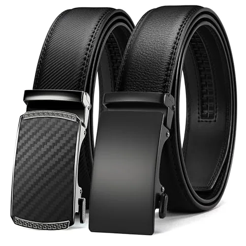 Leather Ratchet Belt, 35 mm (Black - Carbon Fiber / Basic Black)