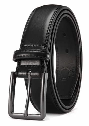 Leather Dress Belt, 35 mm (Black, 34″ to 35″ waist)