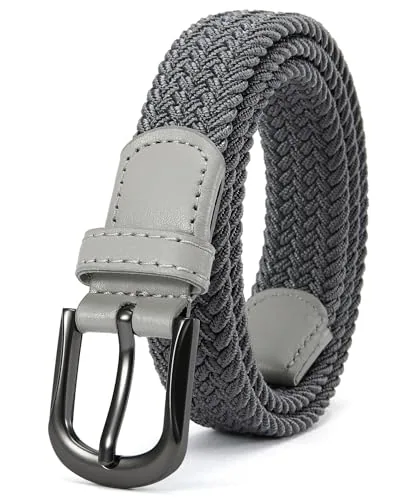 Elastic Braided Boys' Belt (Grey, 24″ waist)