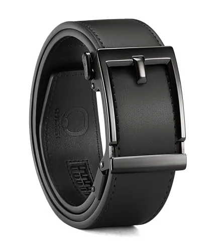Leather Ratchet Belt, 38 mm (Black, 36″ to 42″ waist)