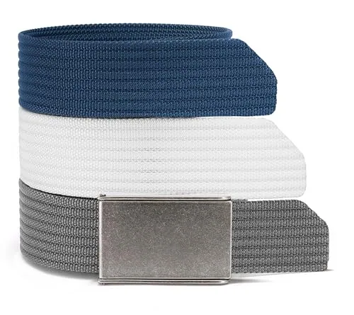 Nylon Web Belt, 38 mm (Navy & White & Grey)