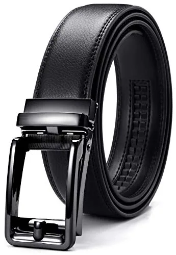 Leather Ratchet Belt, 35 mm (36″ to 42″ waist, gunmetal buckle)