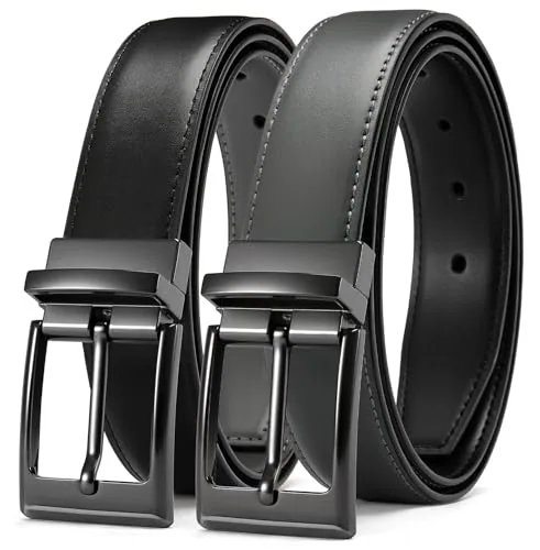 Leather Reversible Belt, 32 mm (Grey / Black)