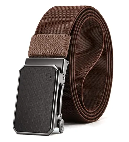 Nylon Ratchet Belt, 38 mm (Brown, 32″ to 38″ waist, carbon fibre buckle)