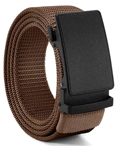 Nylon Ratchet Belt, 38 mm (Brown, 32″ to 38″ waist, matte buckle)