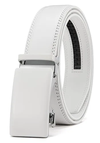 Leather Ratchet Belt, 35 mm (White, 32″ to 38″ waist)