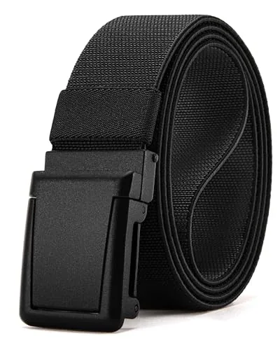 Elastic Tactical Belt, 38 mm (Black, 38″ to 42″ waist, matte buckle)