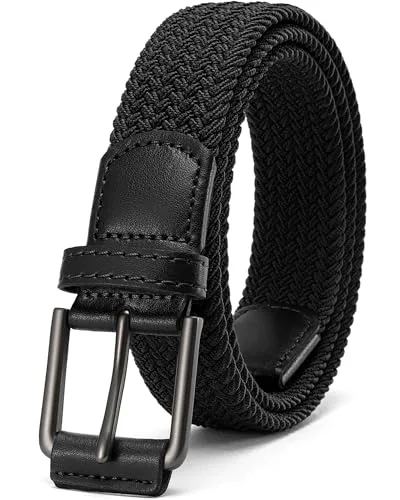 Elastic Braided Boys' Belt, 32 mm (Black)
