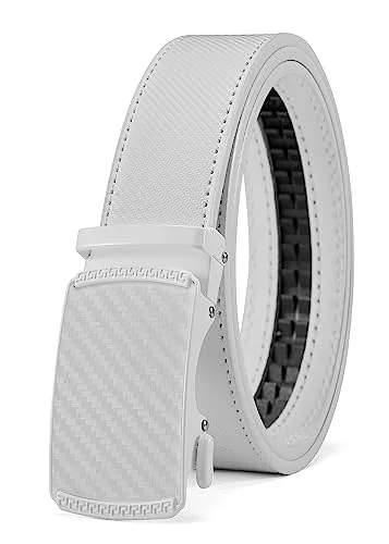 Leather Ratchet Belt, 35 mm (Carbon Fiber / White)