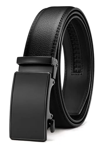 Leather Ratchet Belt, 35 mm (Basic / Litchi Black)