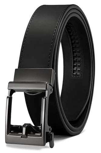 Leather Ratchet Belt (Black, 36″ to 42″ waist)