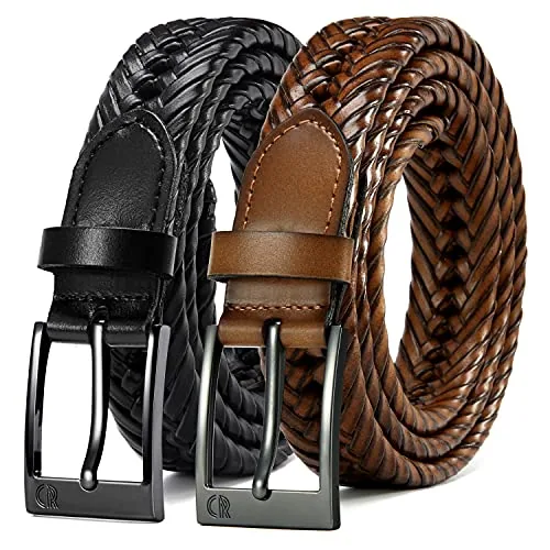 Braided Belt, 28 mm (Black / Saddle Tan)