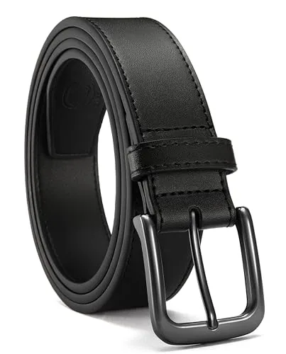 Leather Belt, 35 mm (Black / Gun)