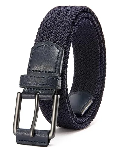Elastic Braided Boys' Belt, 32 mm (Navy)