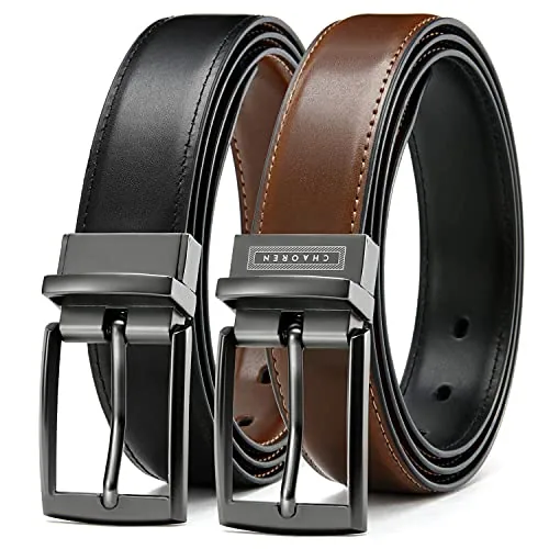 Leather Reversible Boys' Belt, 32 mm (Black / Cognac)
