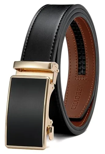 Leather Ratchet Belt, 35 mm (Basic Gold Black)