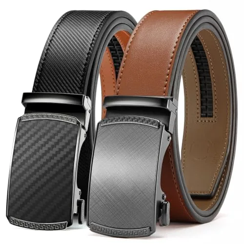 Leather Ratchet Belt, 35 mm (Imperial Black / Tan)